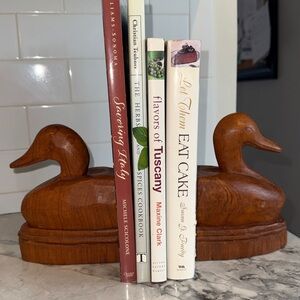 Hand Carved Wooden Duck Bookends